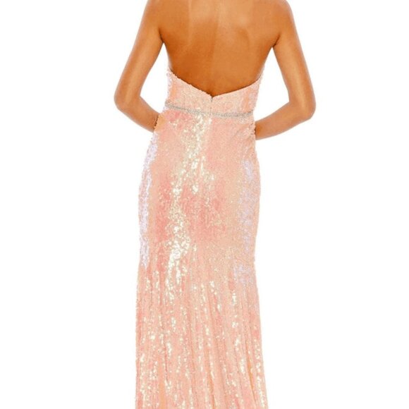 NWT MAC DUGGAL SEQUIN STRAPLESS RHINESTONE BELT DRESS PINK SZ 8 26980 - Picture 3 of 11